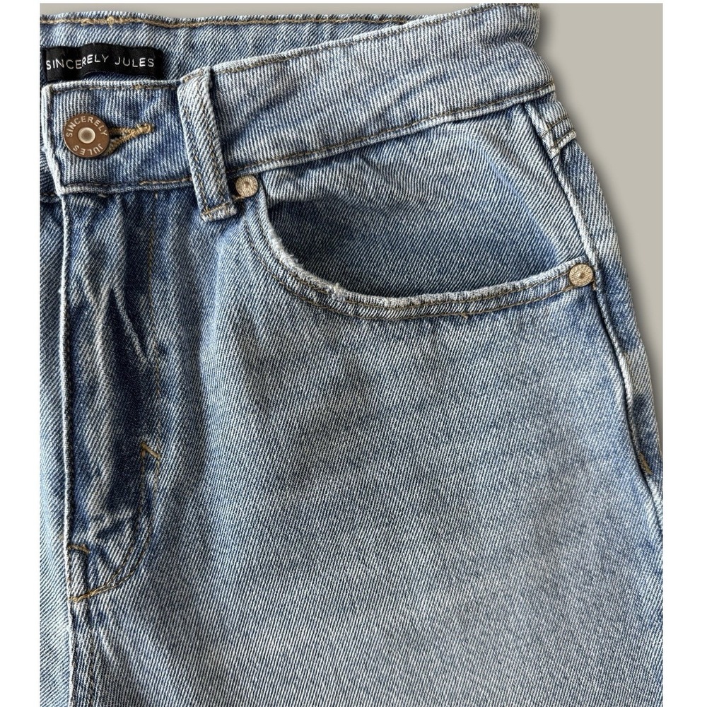 Sincerely Jules Baggy Y2K Wide Leg Jeans 9/29 Light Wash Side Slit High Rise - Picture 3 of 7
